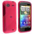 Clear Hot Pink S Shape TPU Rubber Skin Case for HTC Sensation 4G