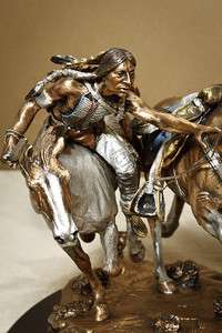 AMERICAN WEST METAL ART SCULPTURE ~American Horse Takes His Name~C.A 