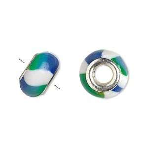  #7264 Bead, Dione™, polymer clay and silver plated brass 