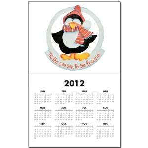 Calendar Print w Current Year Christmas Penguin Tis The Season To Be 
