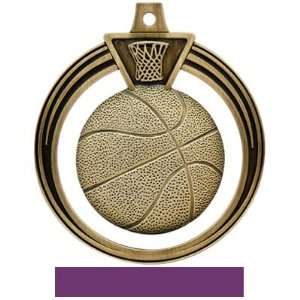   Basketball Medals GOLD MEDAL/PURPLE RIBBON 2.5
