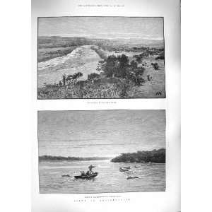  1888 AMATONGALAND HUNTING HIPPOPOTAMUS UMKUSI RIVER