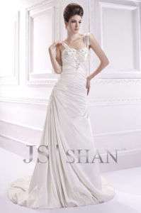 SALE Ivory Beading Empire Satin Sleeveless Bridal Gown Wedding Dress 