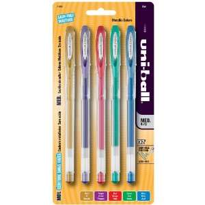  uni ball EX2 Stick Gel Pens, 5 Colored Ink Pens (74858 