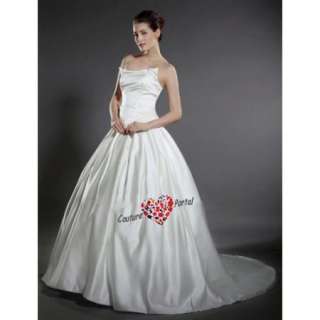 Satin Ball Gown Strapless Court Train Wedding Dress  