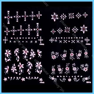 30 Sheets 3D Pink Decal Stickers Nail Art Manicure Tips DIY Decoration 