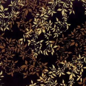   Painted Bali Batiks by Hoffman Fabrics, Yellow and Brown Vines on Onyx