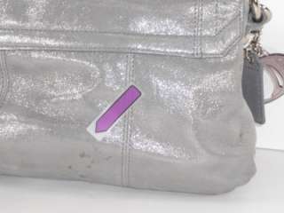 Coach 18160 Silver Leather Poppy Layla Shoulder Handbag Purse Pre 