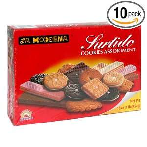 La Moderna Assorted Cookies, 16 Ounce Boxes (Pack of 10)  