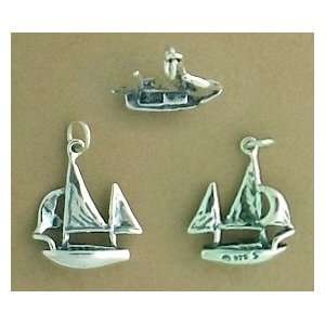   Sterling Silver Charm, Sailboat, 13/16 inch, 2.4 grams Jewelry