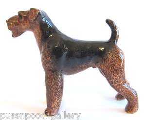 Miniature Ceramic Hand Painted Dog Figurine   Airedale  