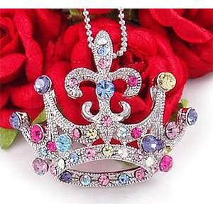  Multi Color Crown Tiara Pendant Necklace n296 Everything 