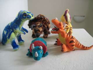 Lot of 5 various COLORFUL DINOSAURS Plush Stuffed  