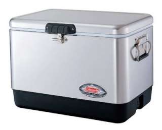Coleman 54 Quart Steel Belted Cooler Stainless Finish Out Chill New 