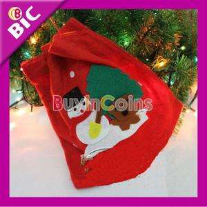   Flannel Santa Claus Bag Drawstring X mas Gift Small Candy Toy Sack