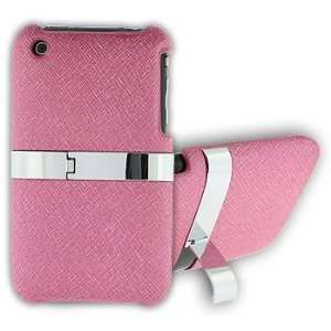 Apple iPhone 4 Pink Leather Steel Kick Stand Cover Case 