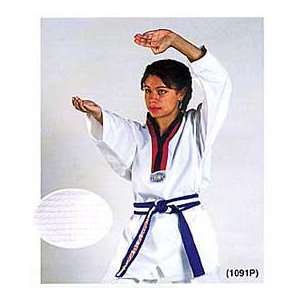 BMA White Ribbed Fabric Taekwondo Poom V Neck Uniform  