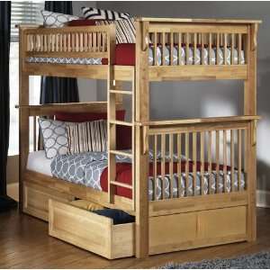   Bunk Bed with Raised Panel Underbed Storage   Natural Maple Home