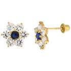 Sabrina Silver 14k Yellow Gold 5/16 (9mm) tall Flower Stud Earrings 