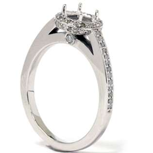 35CT Diamond Engagement Semi Mount Halo 14K White Gold Ring  Pompeii3 