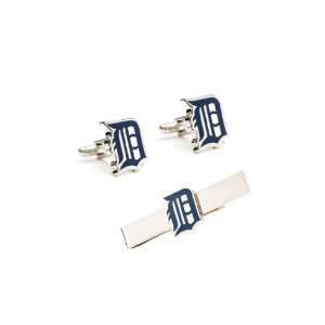  Detroit Tigers Cufflinks and Tie Bar Gift Set Jewelry