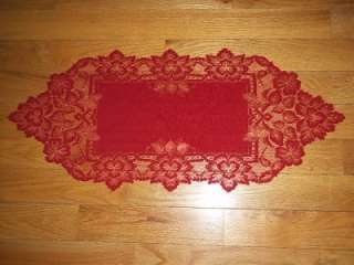 LACE RED FLORAL TABLE RUNNER 32 X 14 HOME RTRF70  