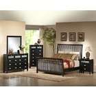 US Furniture 5 Pc. Black Wood Finish Queen Upholstered Headboard 