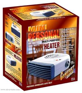 CZ25 Comfort Zone Portable Space Heater & Fan With Dual Heat Settings