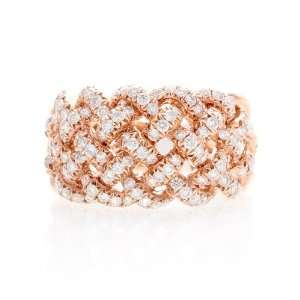  18k Rose Gold 2 Ct Diamond Woven Pave Ring Wedding Band Jewelry