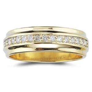  Pave Diamond Mens Wedding Band Ring 14K Yellow Gold 12 (0 