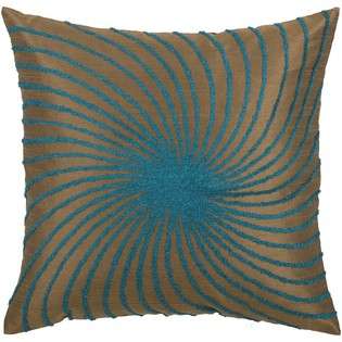 Rizzy Home Set of 2 Throw Pillows with Embroidered Swirl in Brown and 