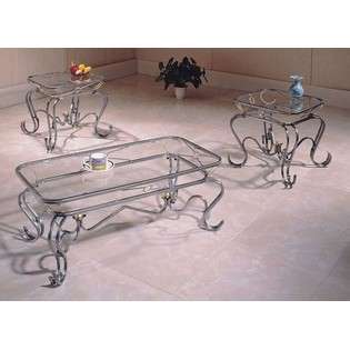 Poundex XO Design Wrought Iron Occassional Coffee & 2 End Table Set at 