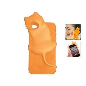  Orange 3D Cartoon Animal TPU Case Cover Skin for iPhone 4 