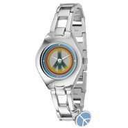Relic Ladies Watch with Multi color Peace Sign Dial and Expansion Band 