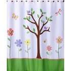 SKL Butterfly Park Tree and Flower Fabric Bathroom Shower Curtain