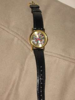 Womens Valdawn Watch w/ black leather band horse design  