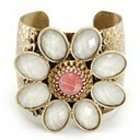 peora ollipop antique gold plated retro flower cuff bracelet with