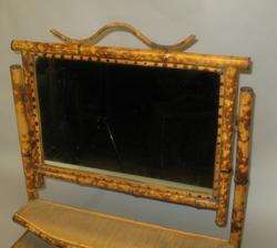   Victorian Era Rattan Bamboo Mirrored Vanity Shaving Cabinet c. 1880
