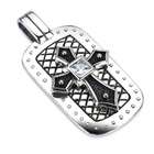   Black Casted Cross with Square CZ Center Dog Tag Pendant   45mm x 25mm