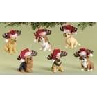   Pet Keepsakes Reindeer Puppy Dog with Santa Hat Christmas Ornaments