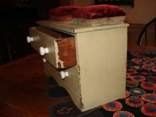 Antique painted 2 drawer sewing box AAFA  