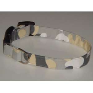 Silver Grey Gray White Yellow Tan Camouflage Camo Dog Collar Large 1
