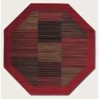 Couristan 311 Round Area Rug Slender Stripe Pattern with Red Border