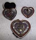  Heart Shaped mirror compact with matching ring holder & trinket box 