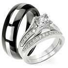 3pcs His Hers SOLID TUNGSTEN CARBIDE STERLING SILVER Wedding Band Ring 