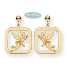   Vermeil Disney Square Tinker Bell Square Earrings 1/2 inch wide