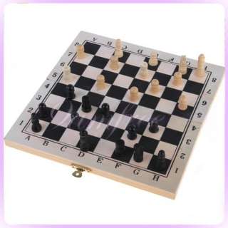Blk Ivory Travel WOODEN CHESS SET IN FOLDABLE Board BOX  