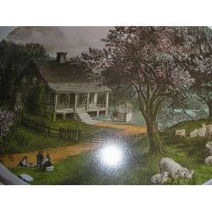  Vintage CURRIER & IVES  The American Homestead  Spring Metal Tray 