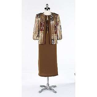   Satin Stripe Jacket Dress  R & M Richards Clothing Petite Dresses