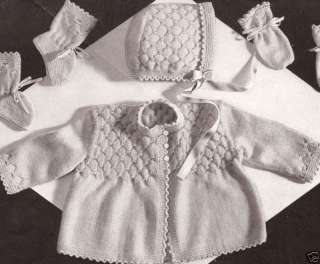 Vintage Knitting PATTERN Baby Smocking Set Sweater Hat  